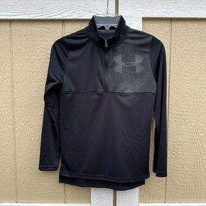 Under Armour 1/4 Zip Black Gray Long Sleeve Loose Pullover Boy’s Size YMD Medium